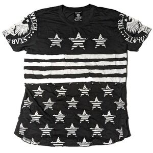 SWITCH REMARKABLE Stars & Stripes Heraldic Eagle Men XL Black‎ T-Shirt EUC